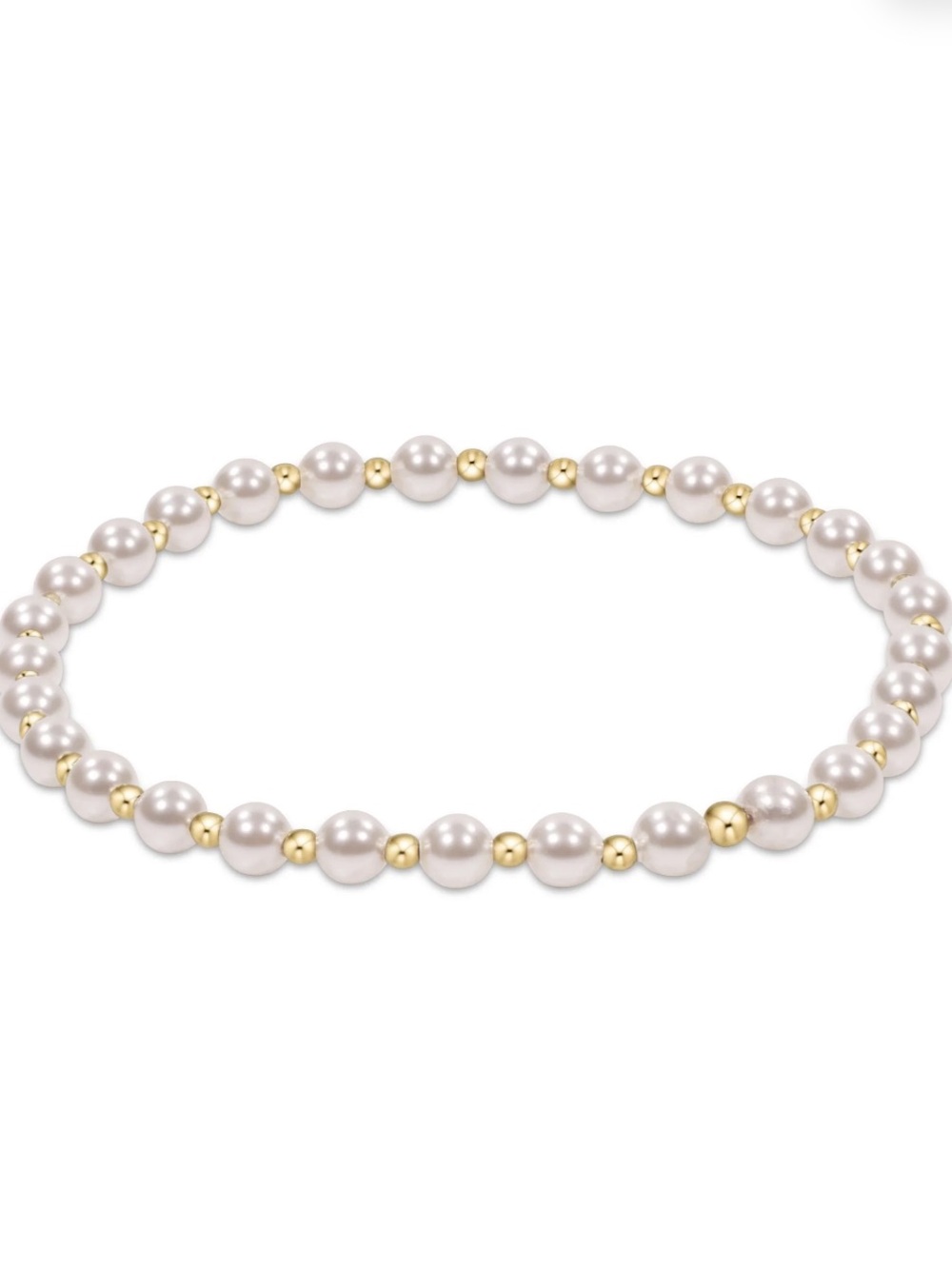 Enewton Women’s Grateful Pearl 4mm Bracelet Gold Beaded Stretch